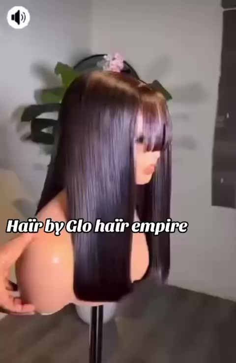 Straight Long Bob Wig with Bangs – Natural Shine Lace Wig