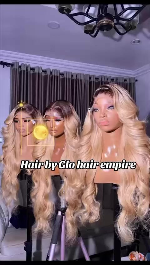 Body Wave Blonde Wig with Dark Roots – HD Lace Frontal by Glo Hair Empire